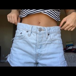 Distressed jean shorts